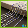 Cadena cristalina de la taza del rollo del diamante artificial en rollo, ajustes del Rhinestone de la cadena de la taza para los vestidos